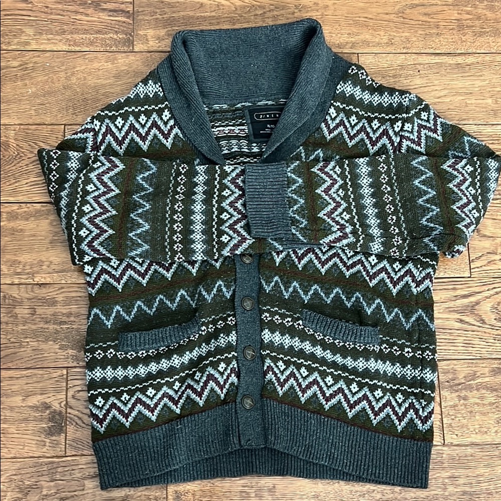 Men's Geometric Pattern Sweater - Green and Gray
